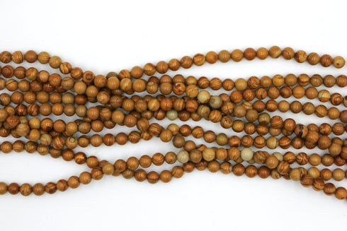 Yellow Wood Jasper Gemstone Beads, 6mm, Round